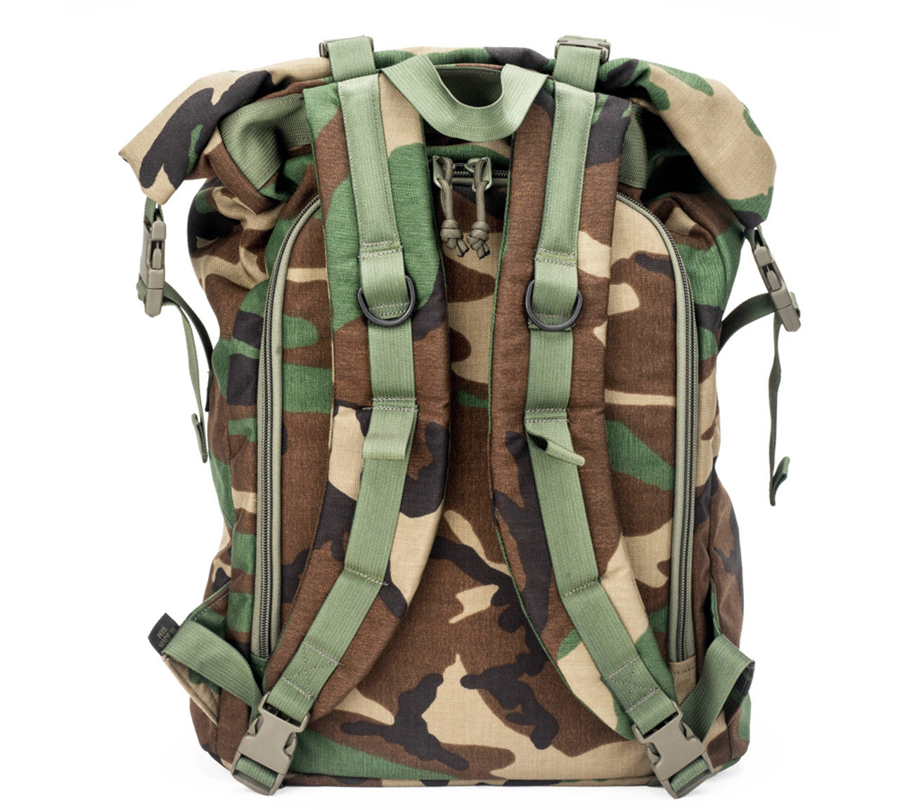 Roll Up Backpack - Woodland Camo : Back