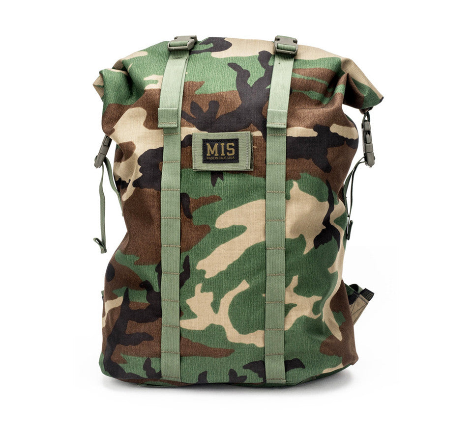 Roll Up Backpack - Woodland Camo : Front